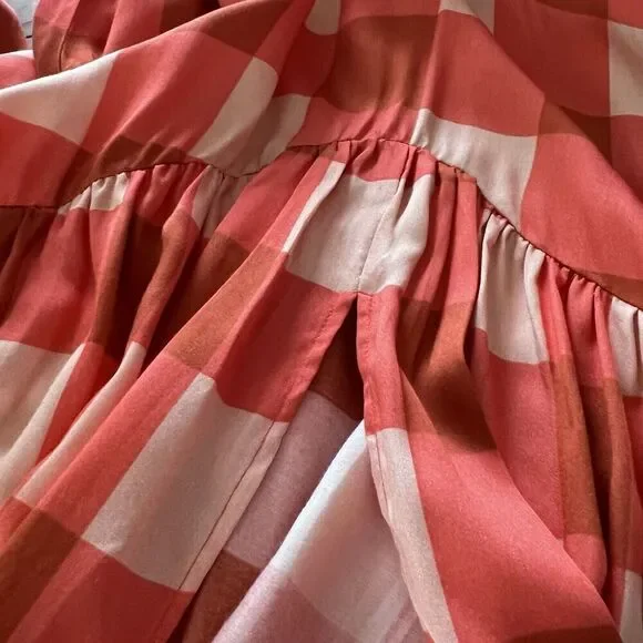 Sundress Isla Gingham Tiered Modal Maxi Dress Cream Coral Size XS/S - Picture 10 of 15